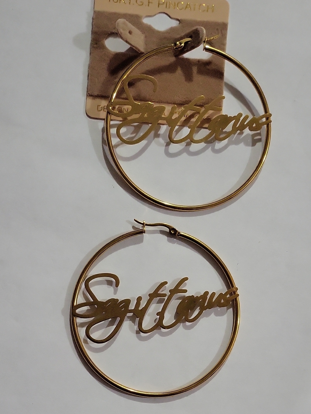 18K G.F. Sagittarius Hoop Earrings